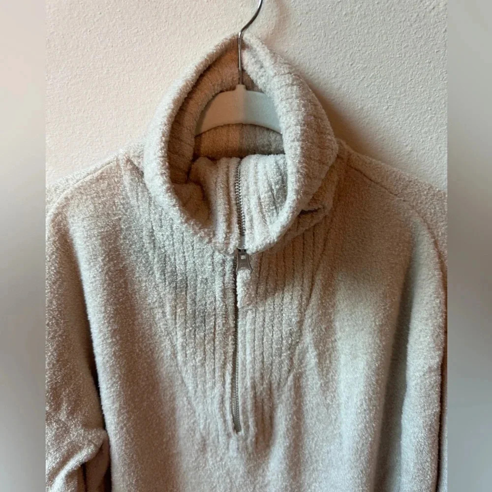 Barefoot Dreams CozyChic Lite Half-Zip Pullover - oatmeal, M - Picture 6 of 7